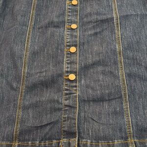 Cato Dark Denim Skirt with Gold Stitching